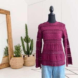 By Timo Long Sleeve Semi-Sheer Lace Top